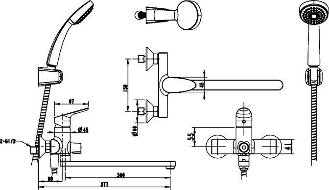 Смеситель Bravat Drop F64898C-LB универсальный - 1