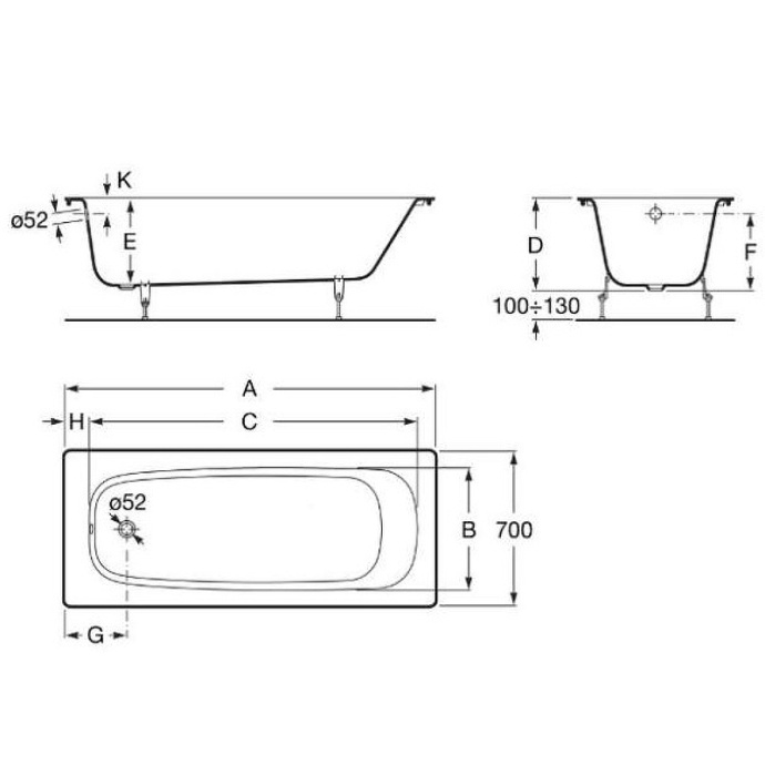 Чугунная ванна Roca Continental 170x70 см  21290100R - 4