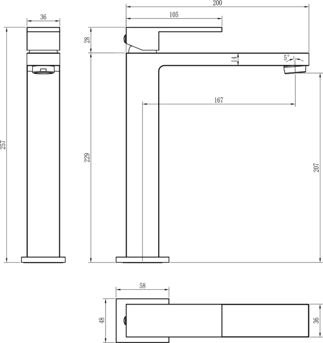 Смеситель для раковины Boheme Qubic бронза матовый 472-BR - 1