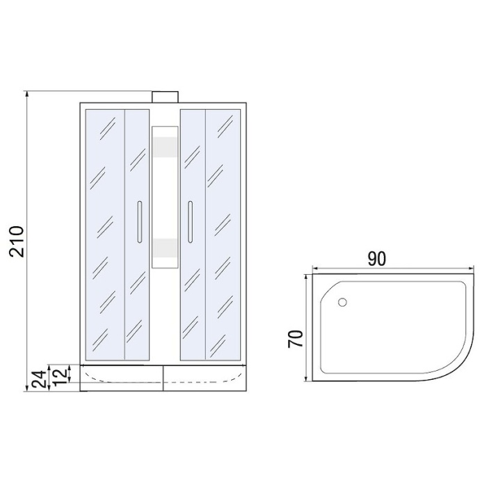 Душевая кабина с поддоном River Nara 90/70/24 MT R  10000008789 - 5