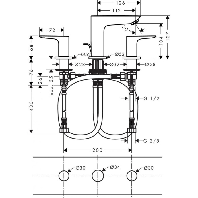 Смеситель для раковины Hansgrohe Talis E шлифованная бронза 71733140 - 1