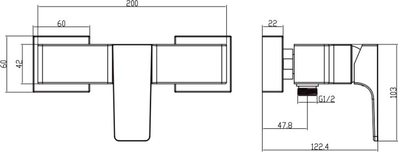 Смеситель Villeroy & Boch Architectura Square для душа TVS12500100061 - 1