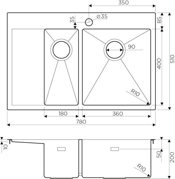 Мойка кухонная Omoikiri Akisame 78-2-LG-R светлое золото 4973088 - 1