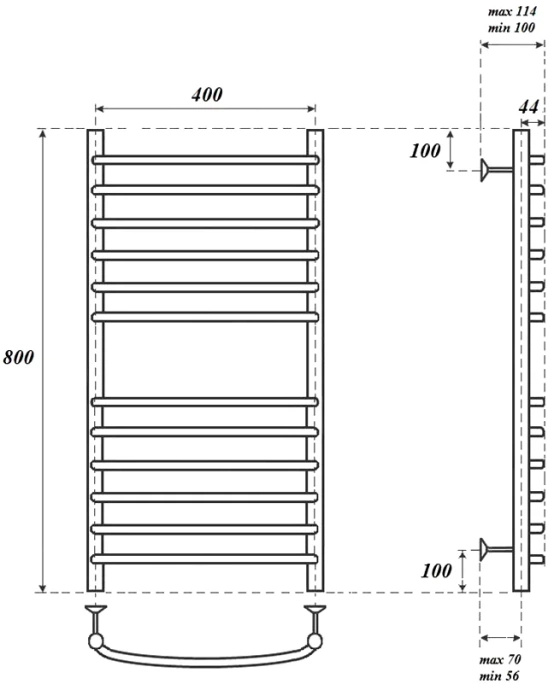 Полотенцесушитель электрический Point Альфа 40х100 хром PN05148SE - 1