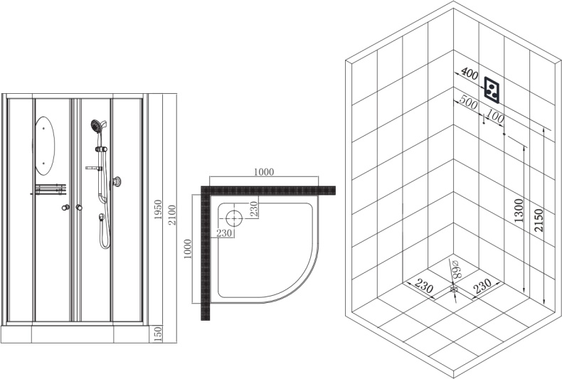 Душевая кабина Esbano  100x100 см (ES-L100CR) ESKL100CR - 8