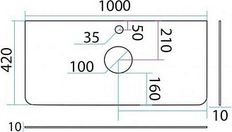 Столешница Misty Скай 100х42 стекло матовое С-Ска16100-10 - 2