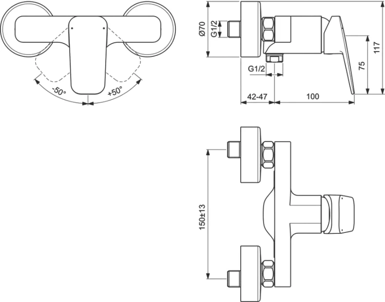 Смеситель для душа Ideal Standard Ceraplan хром BD250AA - 5