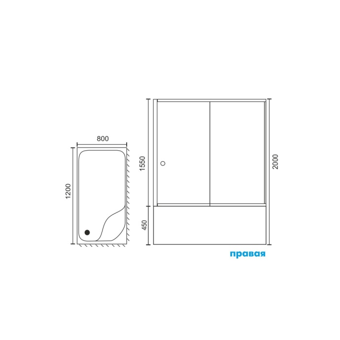 Душевой угол Royal Bath BP 120x80 R профиль черный стекло прозрачное RB8120BP-T-BL-R - 4