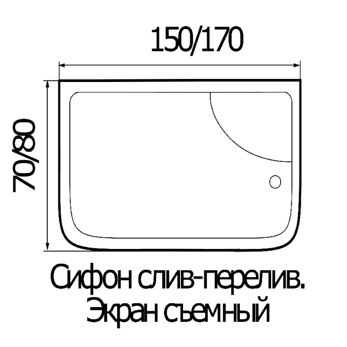 Ванна акриловая прямоугольная River Wemor 170/80/55 S  10000002291 - 2