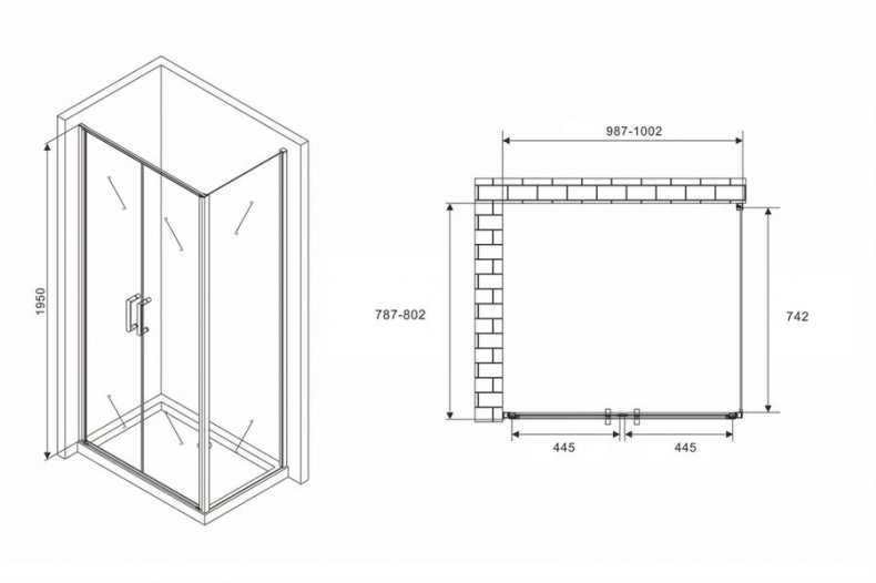 Душевой уголок ABBER Sonnenstrand 100х80 профиль черный  AG04100BC-S80B - 3