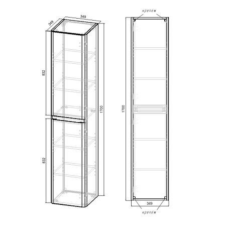 Шкаф-пенал Vincea Vico 170х35 темное дерево VSC-2V170CN - 2