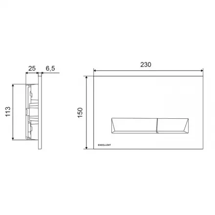 Кнопка смыва Excellent Platto черная INEX.PL230.150.BL - 1