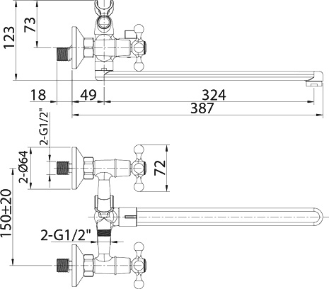 Смеситель Milardo Duplex DUPSBL2M10 универсальный - 2