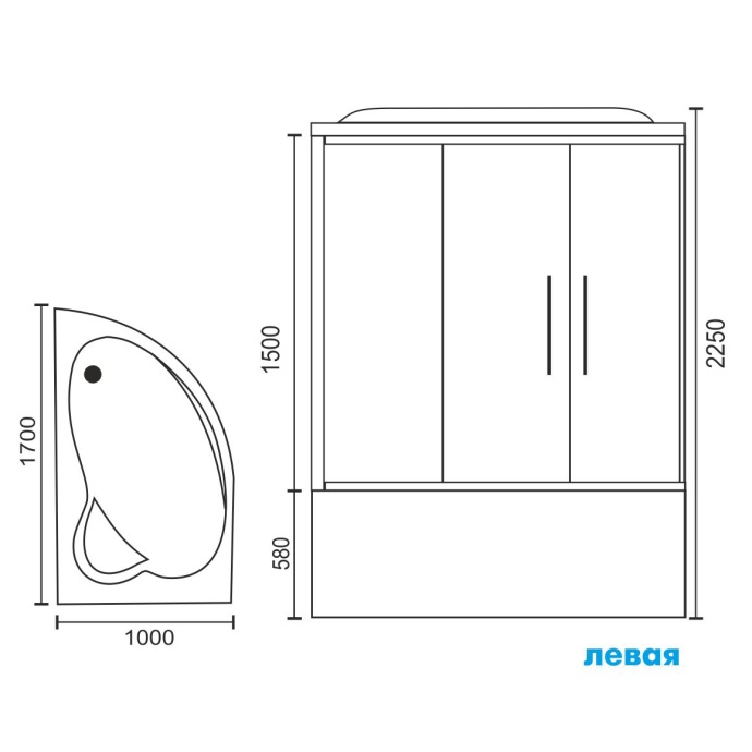 Душевой бокс Royal Bath 170x100 L профиль белый стекло прозрачное RB170ALP-T-L - 9