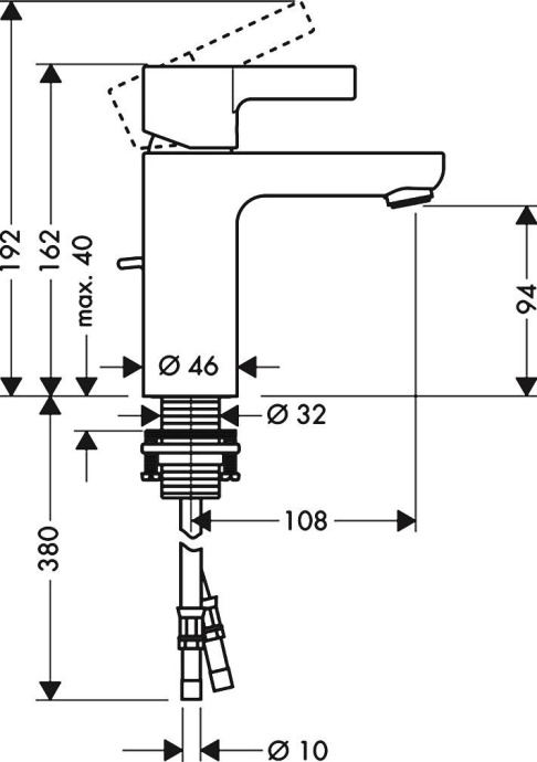 Смеситель Hansgrohe Metris S 31060000 для раковины - 10