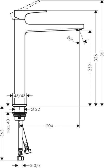 Смеситель Hansgrohe Metropol 32512140 для раковины, с донным клапаном Push-Open - 1