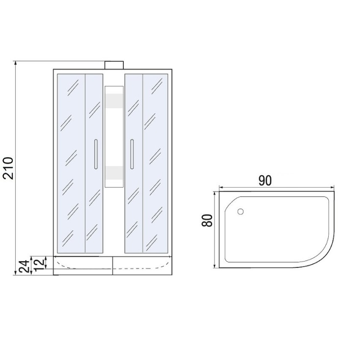 Душевая кабина с поддоном River Nara 90/80/24 MT L  10000008790 - 5