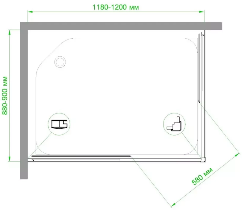 Душевой уголок Royal Bath HPD 120х90 профиль хром стекло прозрачное RB9120HPD-T-CH - 3