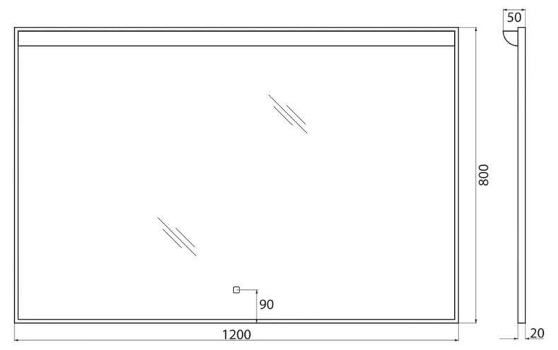 Зеркало BelBagno Uno 120х80 с подсветкой с сенсорным выключателем SPC-UNO-1200-800-TCH - 8