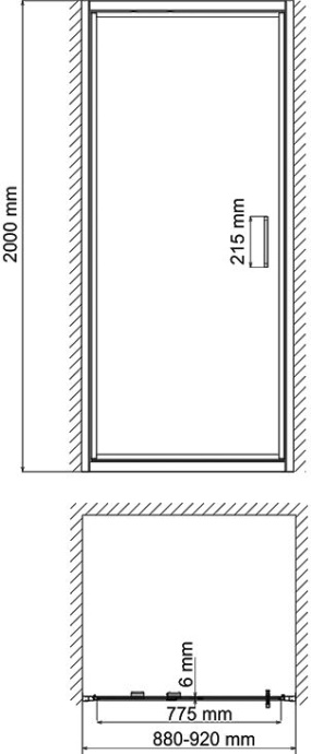 Душевая дверь в нишу Wasserkraft Salm 27I04 90 см - 10