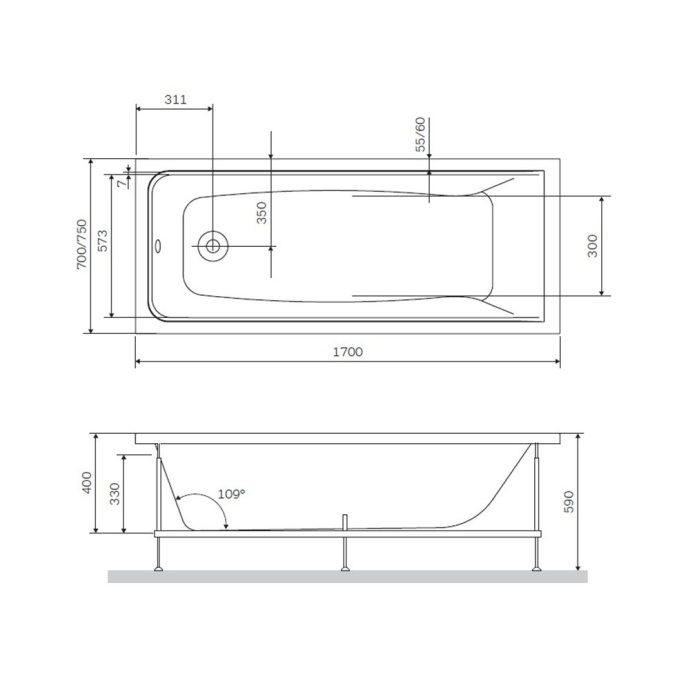 Акриловая ванна AM.PM Gem 170x75 W90A-170-075W-A - 7