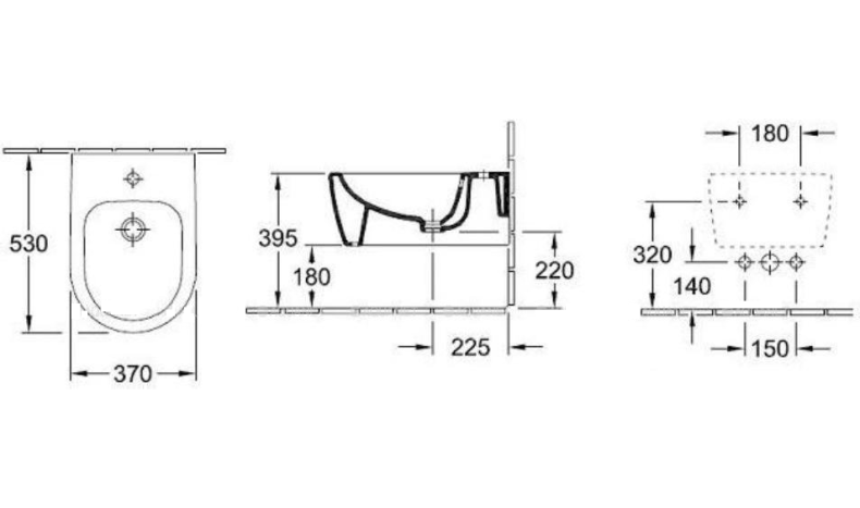 Биде подвесное с смесителем Villeroy&Boch Avento белое хром 54050001 + LIG131CR - 1