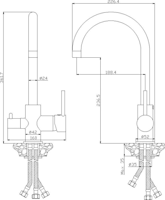 Смеситель для кухонной мойки Rossinka  белый  Z35-28-White - 1