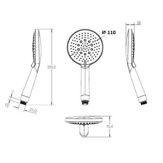 Душевая лейка Villeroy & Boch Universal хром, черный TVS00002300061 - 1