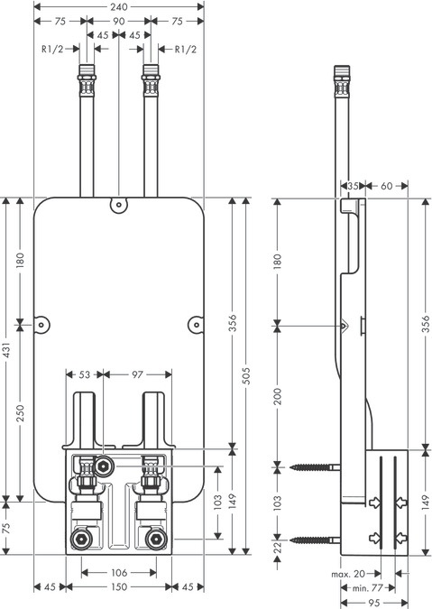 Скрытая часть верхнего душа Axor ShowerSolutions хром 35363180 - 1