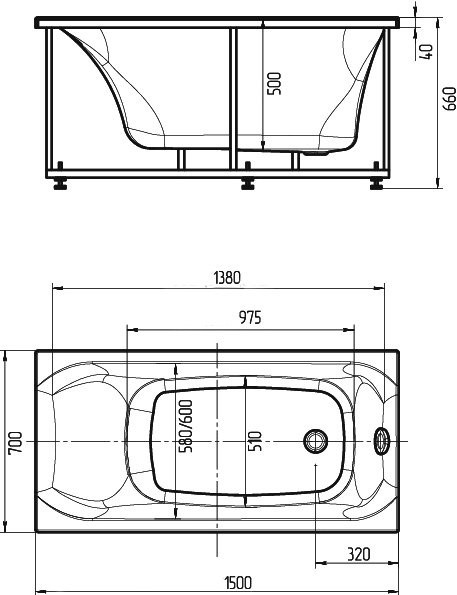 Акриловая ванна Aquatek Альфа 170 см, слив справа ALF170-0000066 - 1