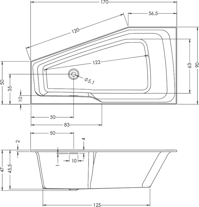 Акриловая ванна Riho Rething Space 170x90 R B113001005 - 2