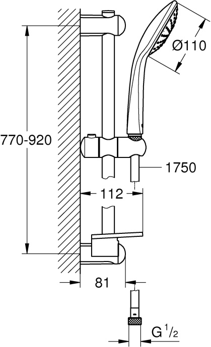 Душевой гарнитур Grohe Euphoria 110 Mono 27267001 90 см, с полочкой - 1