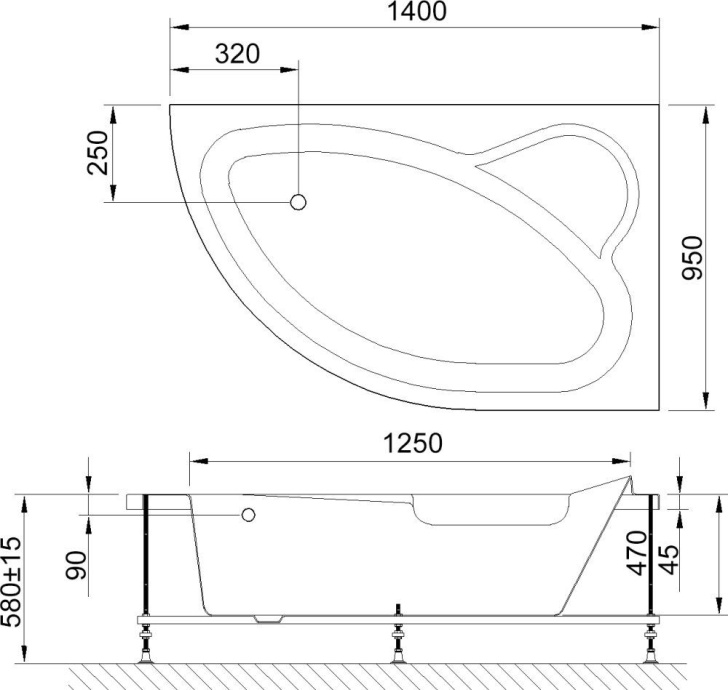 Акриловая ванна Royal bath Alpine 140x95 см  RB 819103 R - 1