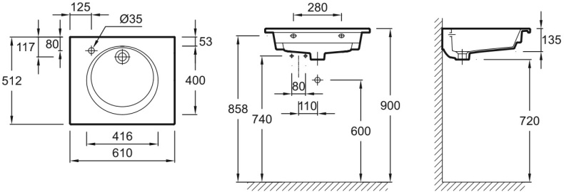 Мебельная раковина Jacob Delafon Odeon Rive Gauche EXBA112-Z-00 60 - 1