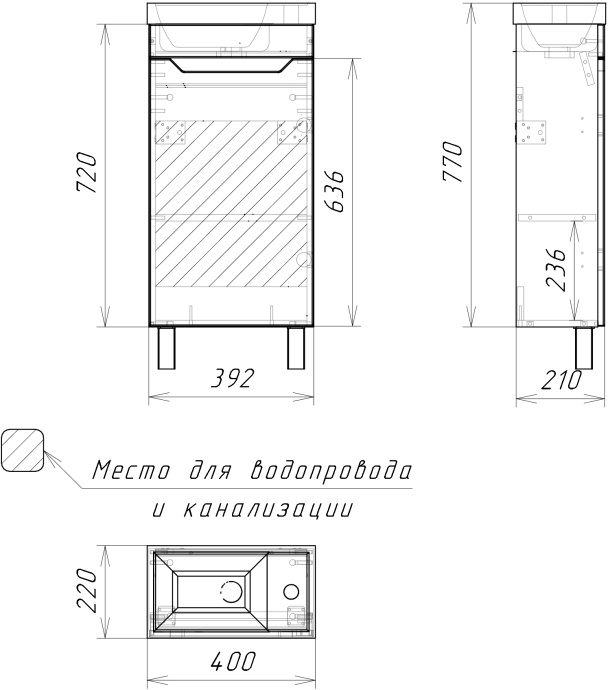 Тумба с раковиной DIWO Архангельск 40 дуб сонома 569565 - 9