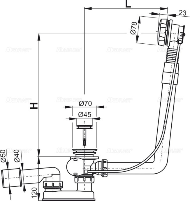 Слив-перелив AlcaPlast   A550K - 1