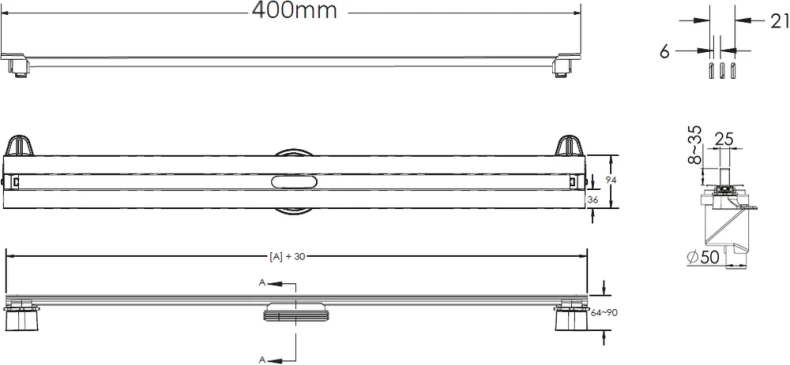 Душевой лоток Berges Super Slim 40 хром матовый 090077 - 1