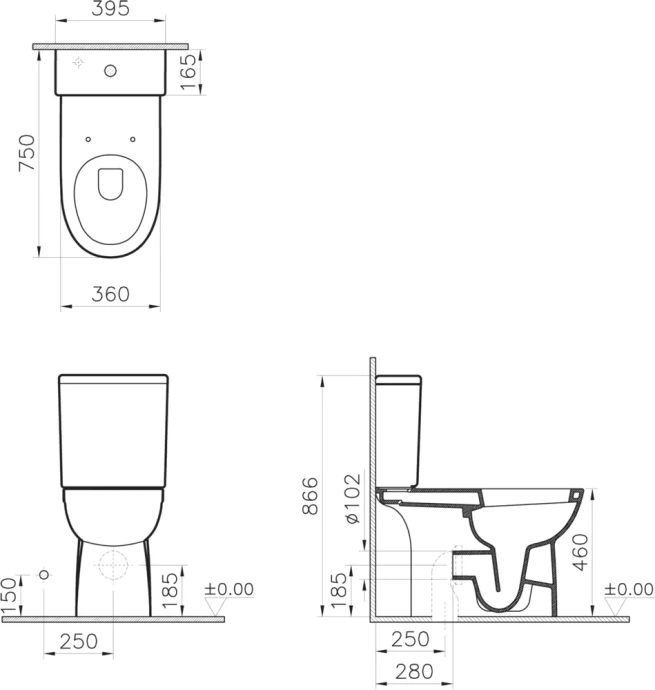 Унитаз-компакт VitrA Conforma с бачком и сиденьем 9832B003-7204 - 1