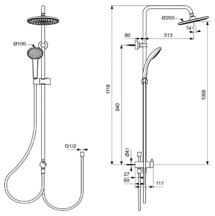 Душевая стойка Ideal Standard IdealRain BC747XG - 5