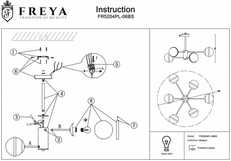 Потолочная люстра Freya Sonder FR5204PL-06BS - 5