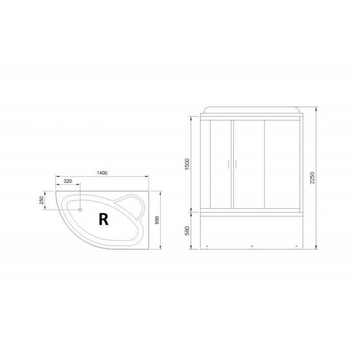 Душевая кабина Royal Bath 140х95 правая белая стекло матовое с гидромассажем RB140ALP-C-R - 2