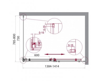 Душевой уголок Cezares Stream 140х80 хром  STREAM-AH-1-140/80-C-Cr - 1