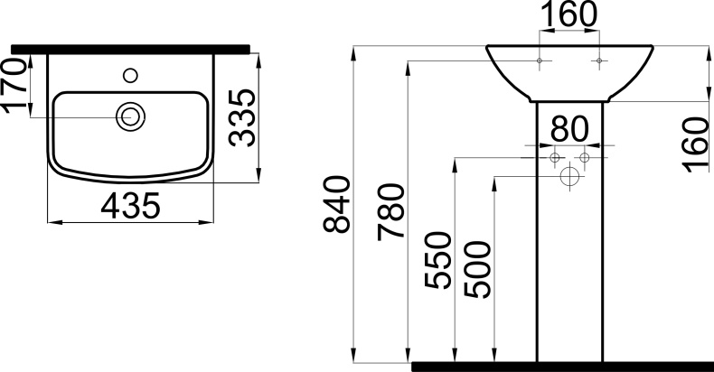 Раковина STWORKI Дублин 45 с пьедесталом 558292 - 7