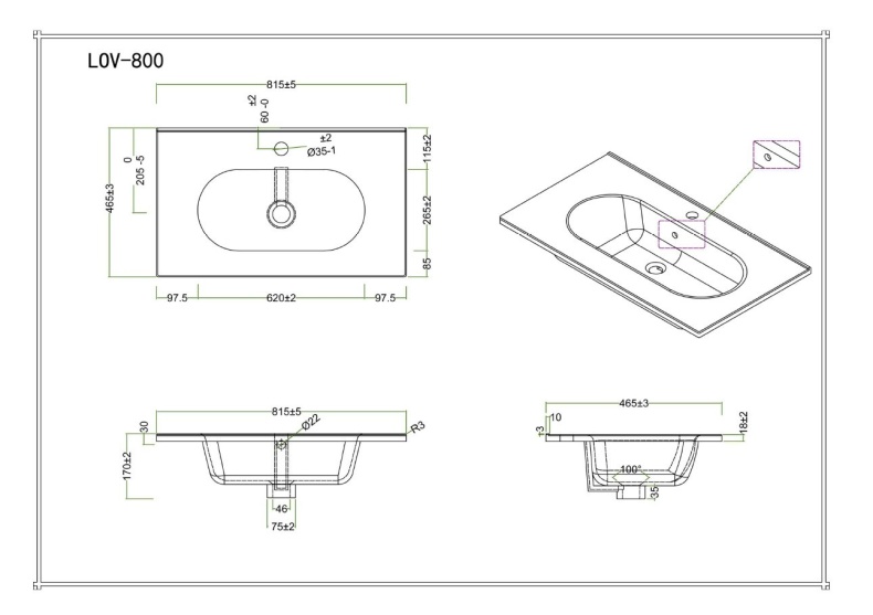 Тумба с раковиной BelBagno Kraft 80 темное дерево - 13