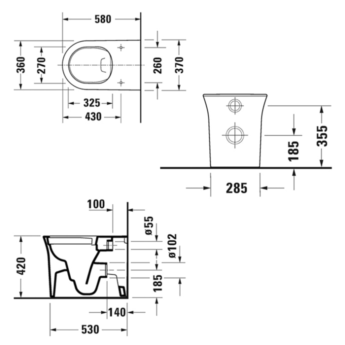 Унитаз напольный Duravit White Tulip с крышкой, белый (2001090000) - 3