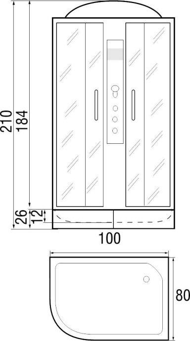 Душевая кабина с поддоном River Desna 100/80/24 MT R  10000002557 - 2