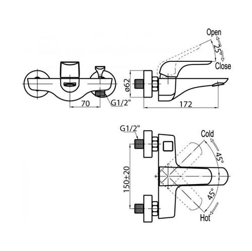 Смеситель для ванны Belbagno Nota хром  NOT-VASM-CRM - 1