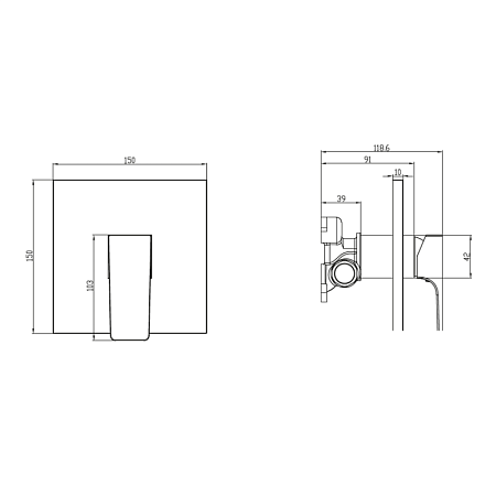 Смеситель для душа встраиваемый Villeroy&Boch Architectura Square золото TVS12500200076 - 1