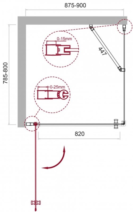 Душевой уголок BelBagno Etna 90х80 хром  ETNA-AH-1-90/80-C-Cr - 8