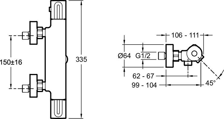 Термостат Jacob Delafon Metro E24395-CP для ванны с душем - 1